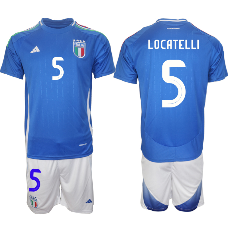 Men 2024-2025 Season Italy home Blue #5 Soccer Jersey